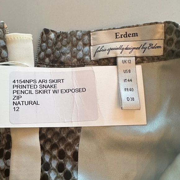 ERDEM Ari snake printed pencil skirt w/ blue lace panel, silk lining - US 8 - Picture 13 of 15